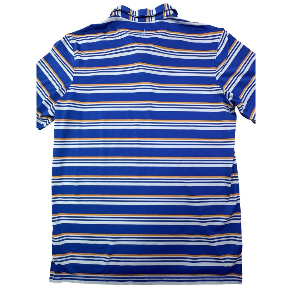 Johnnie-O Mens Striped Performance Polo Shirt Blue Orange White Mens Medium - Picture 7 of 8